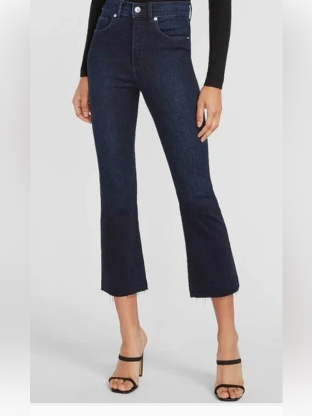 EXPRESS High-Rise Dark Blue Cropped Flare Women’s Jeans